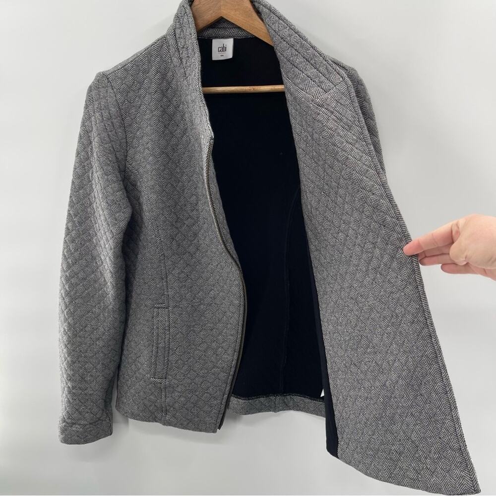 CAbi Quilted Moto Jacket in Black Herringbone Style #3025 Size Small - Picture 5 of 15